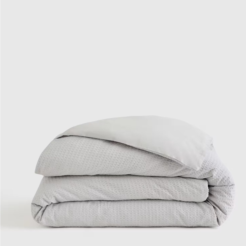 Quince Light Gray Waffle Duvet Cover, NWT, King/Cal King